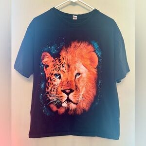Unisex “Big Cat Mashup” Double Sided Graphic Tee Size Large